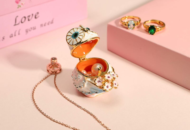 Furuida Cute Big Eyes Owl Holding Pink Bouquet Trinket Box with Hinged Classic Animal Ornaments Unique Gift for Family - Image 4